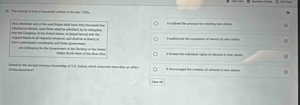 30. this excerpt is from a document written in the late 1700s. and, whe…