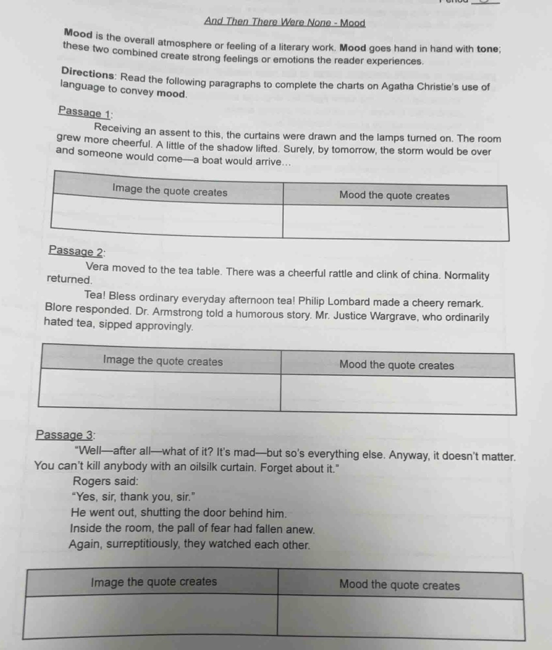 and then there were none - mood mood is the overall atmosphere or feeli…