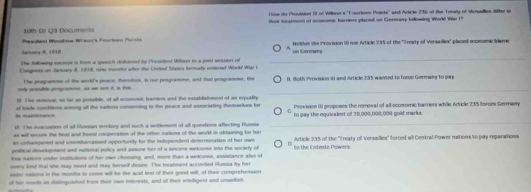 10th gr q3 documents president woodrow wilsons fourteen points january …