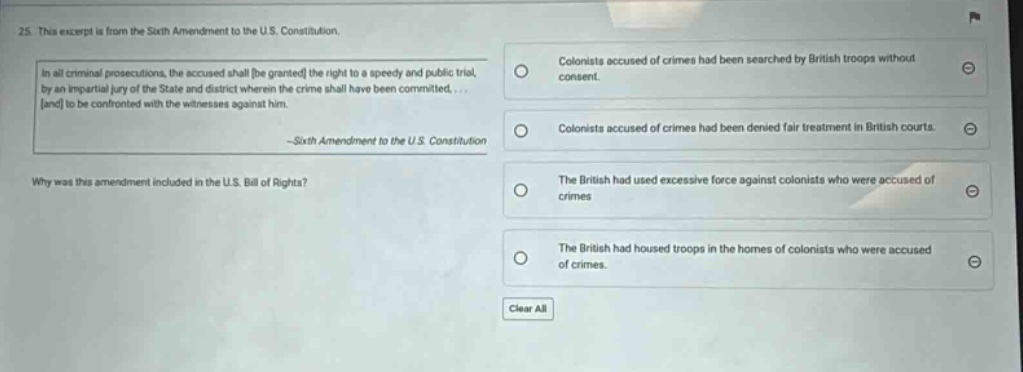 25. this excerpt is from the sixth amendment to the u.s. constitution. …