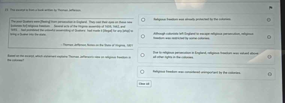 23. the excerpt is from a book written by thomas jefferson. the poor qu…