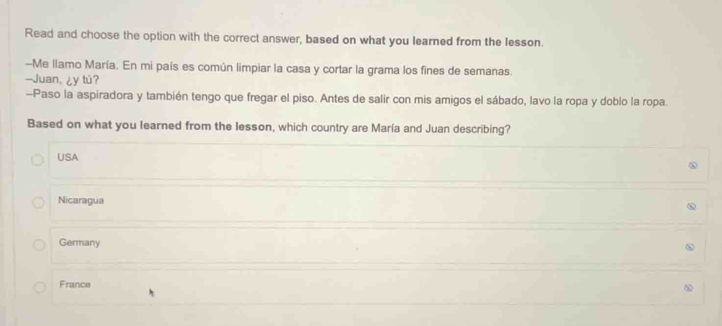 read and choose the option with the correct answer, based on what you l…