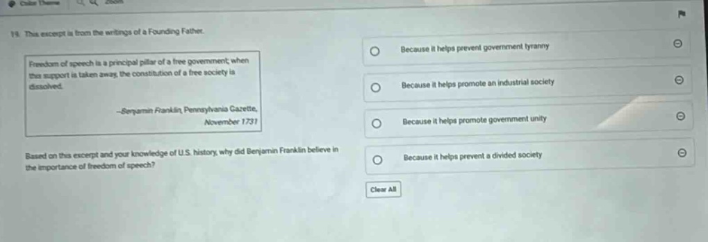 19. this excerpt is from the writings of a founding father. freedom of …