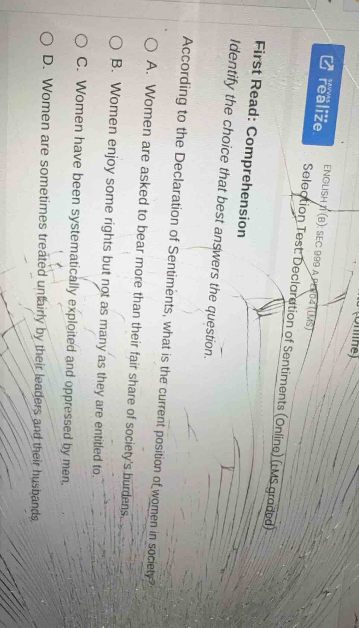 first read: comprehension identify the choice that best answers the que…