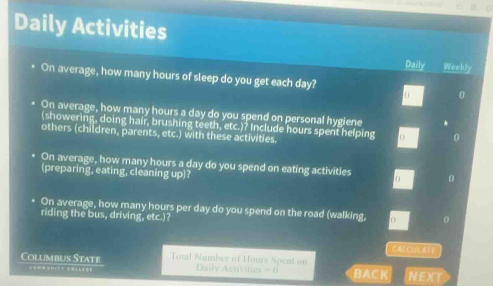 daily activities - on average, how many hours of sleep do you get each …
