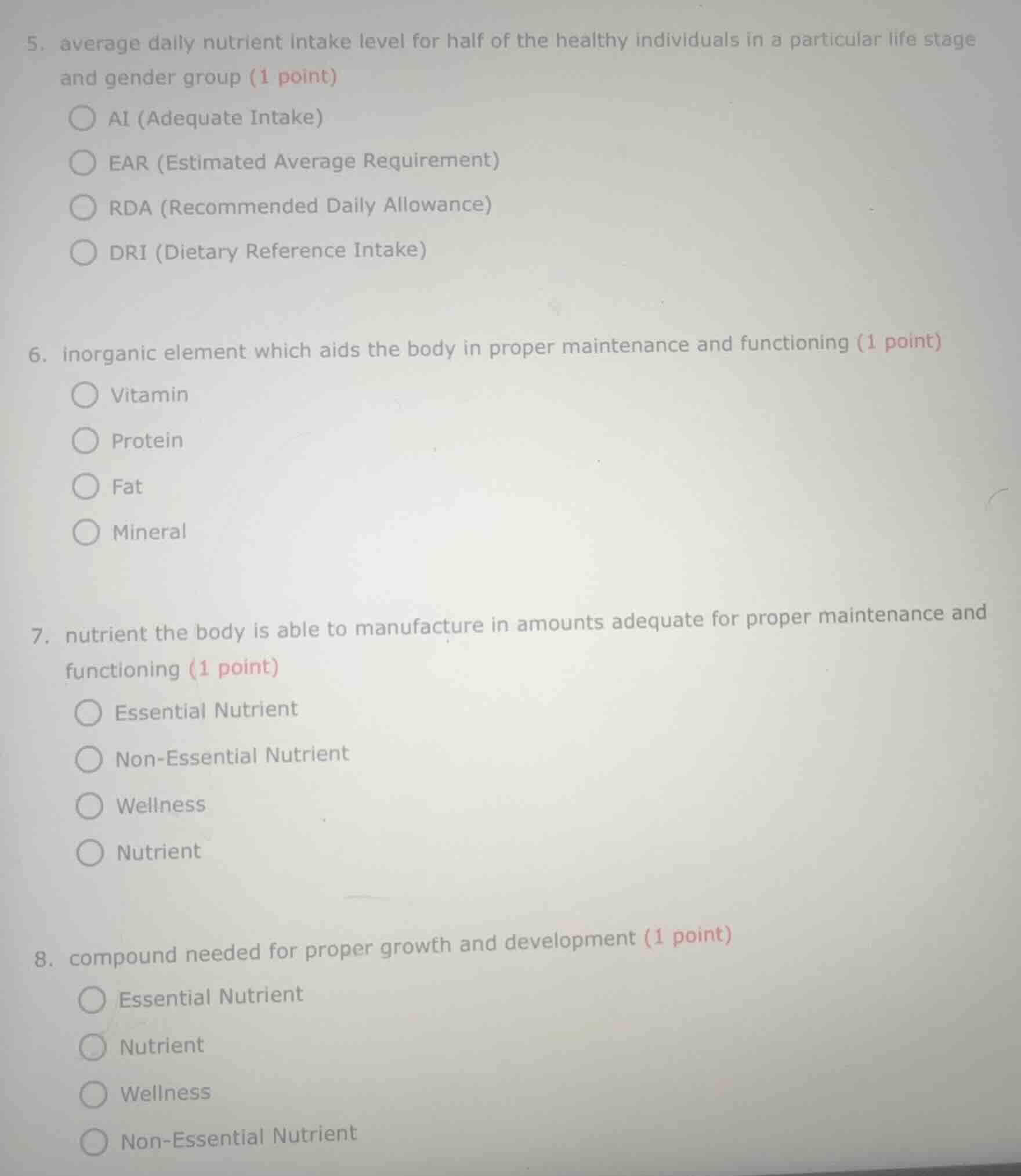 5. average daily nutrient intake level for half of the healthy individu…