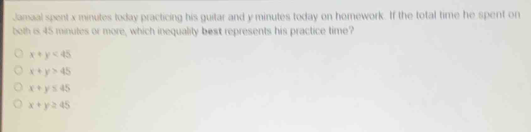 jansal spent x minutes today practicing his guitar and y minutes today …