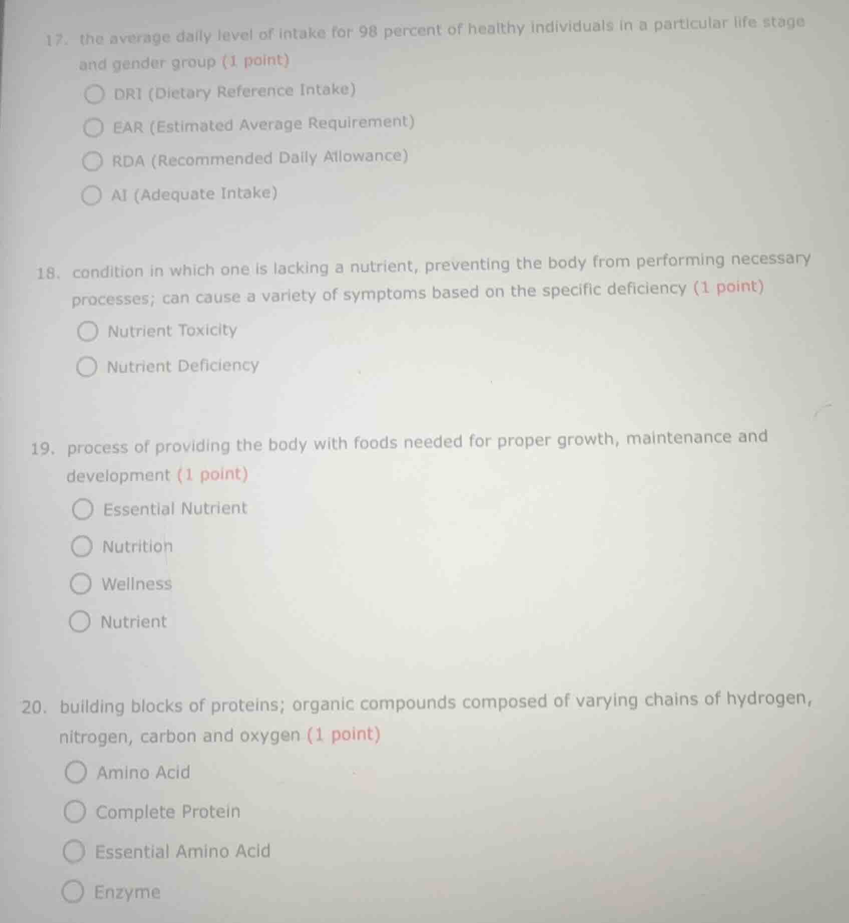 17. the average daily level of intake for 98 percent of healthy individ…