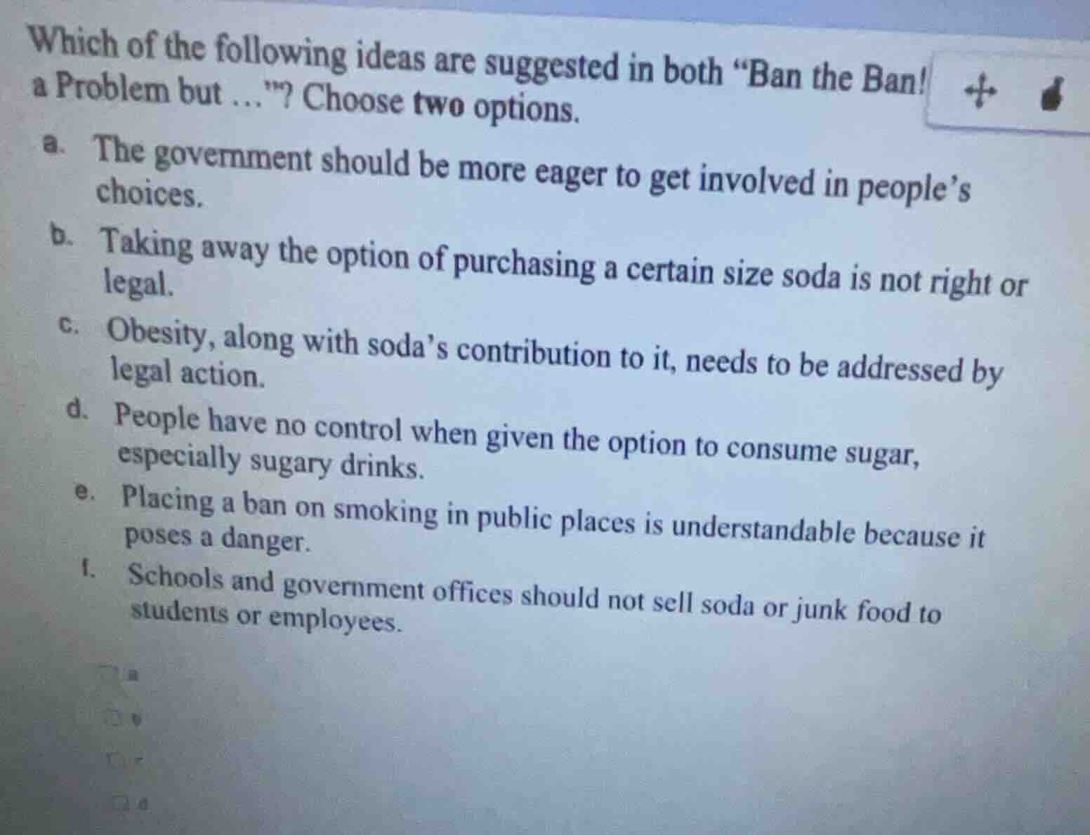 which of the following ideas are suggested in both \ban the ban! a prob…
