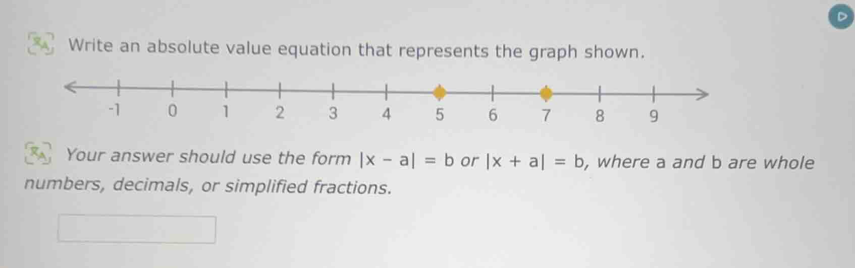 write an absolute value equation that represents the graph shown. your …