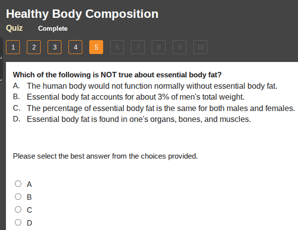 healthy body composition quiz complete 1 2 3 4 5 6 7 8 9 10 which of th…