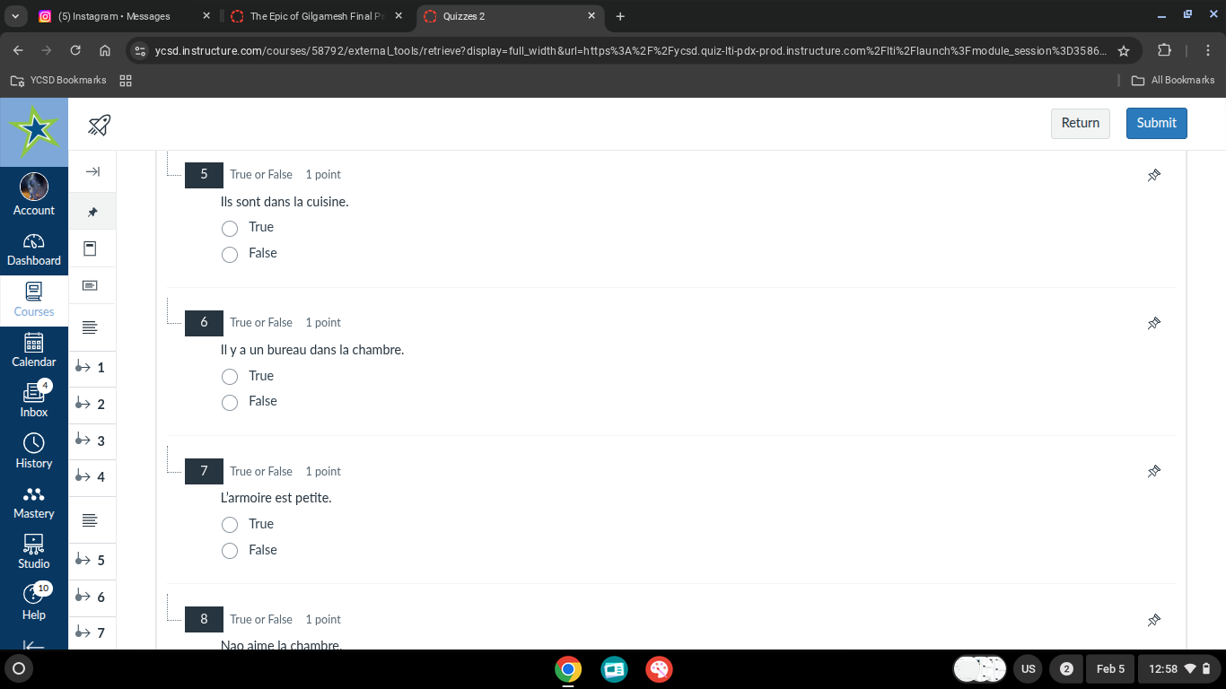 5 true or false 1 point ils sont dans la cuisine. true false 6 true or …
