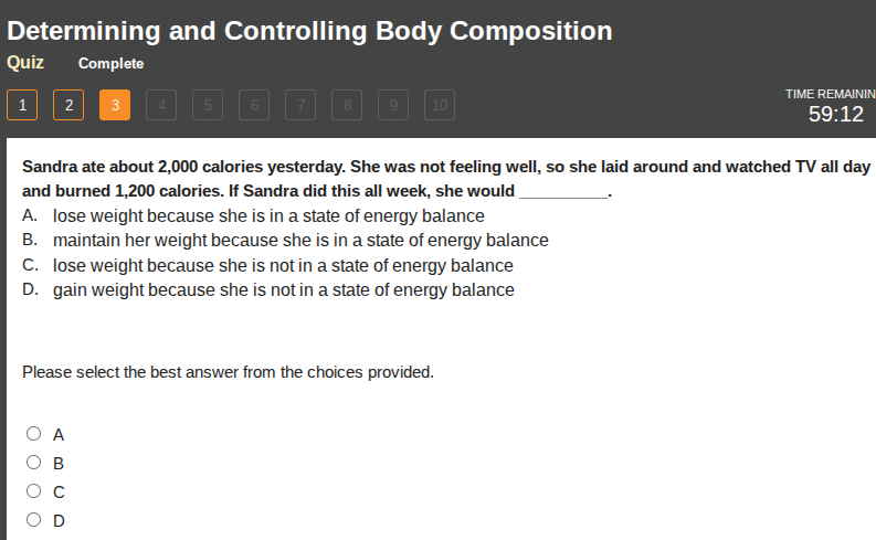 determining and controlling body composition quiz complete sandra ate a…