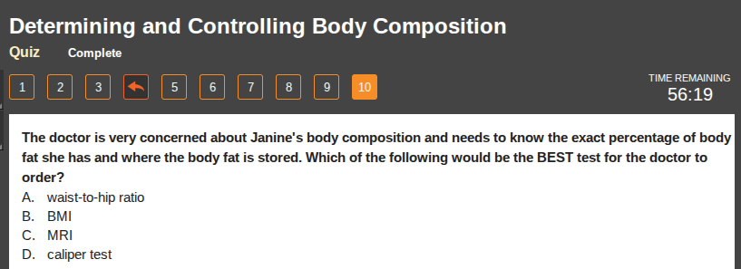 the doctor is very concerned about janines body composition and needs t…