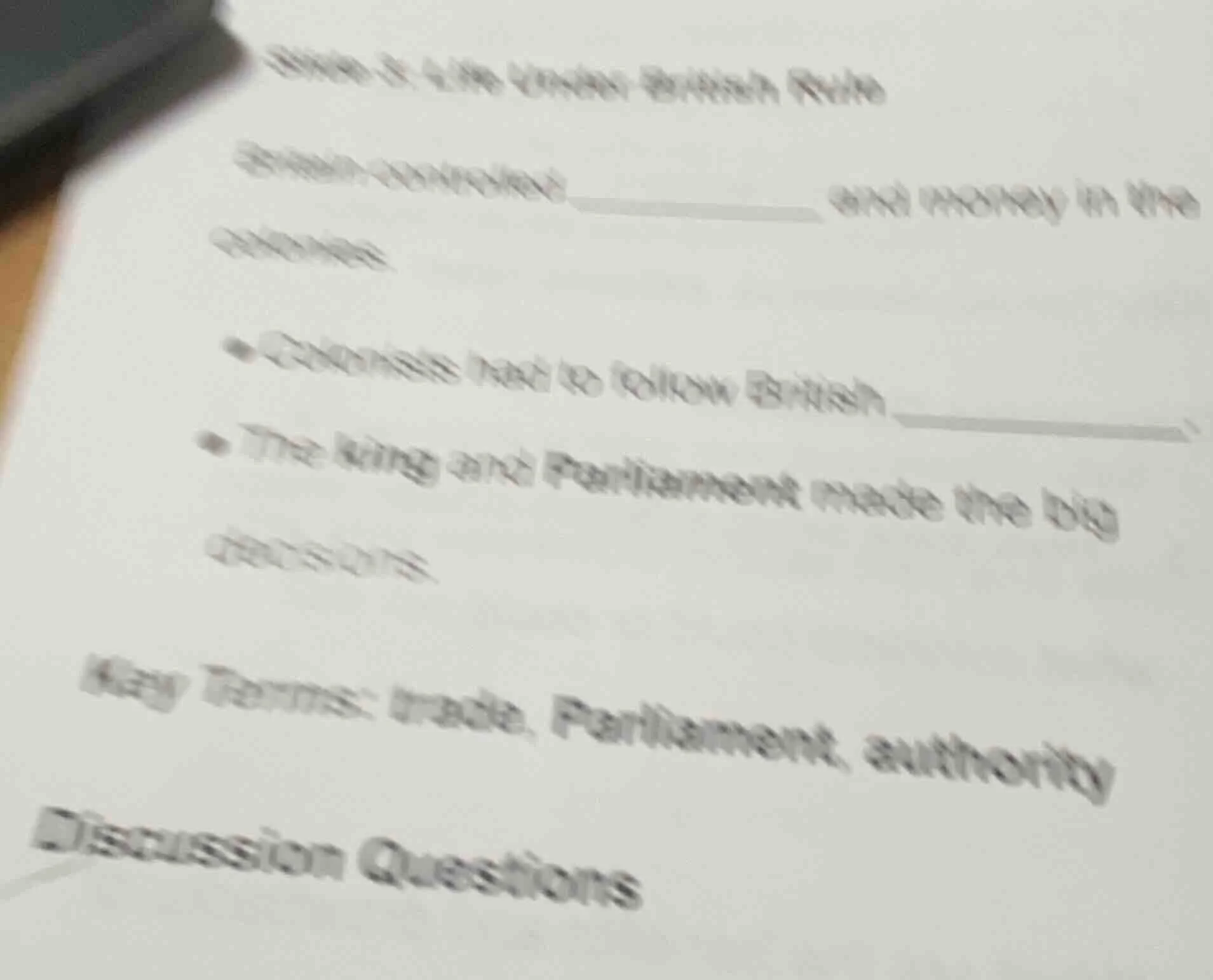 unit 3: life under british rule britain controlled ______ and money in …