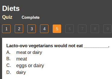 diets quiz complete 1 2 3 4 5 6 7 8 9 lacto - ovo vegetarians would not…
