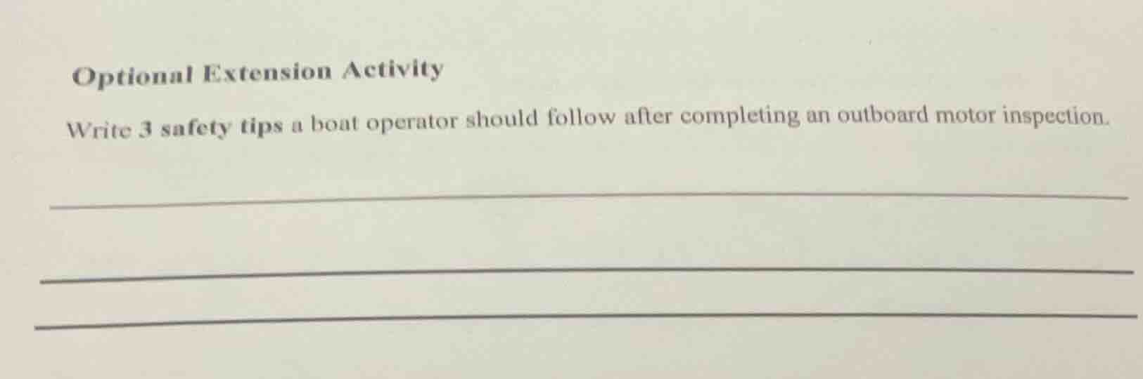 optional extension activity write 3 safety tips a boat operator should …