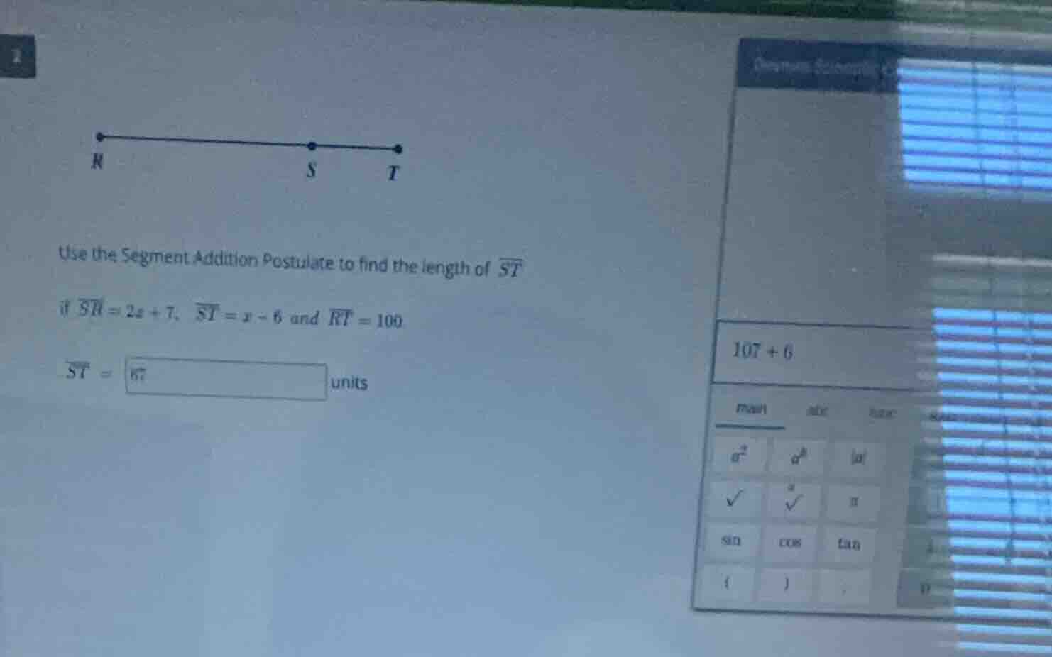 use the segment addition postulate to find the length of \\(\\overline{…