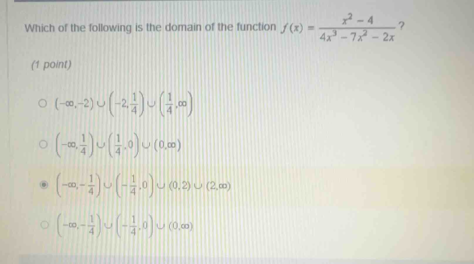 which of the following is the domain of the function $f(x) = \\frac{x^2…
