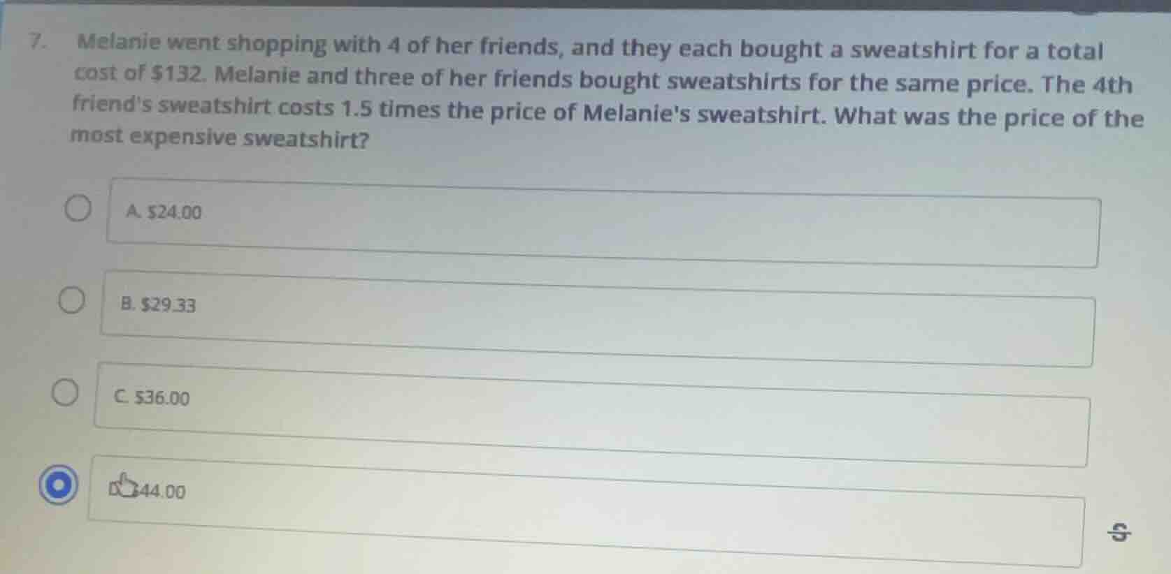 7. melanie went shopping with 4 of her friends, and they each bought a …