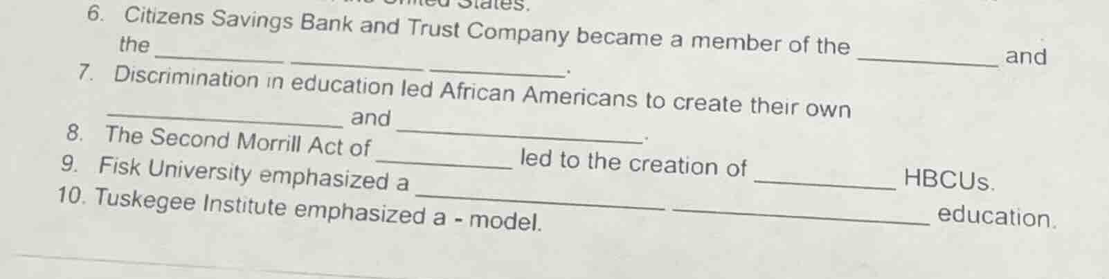 6. citizens savings bank and trust company became a member of the _____…