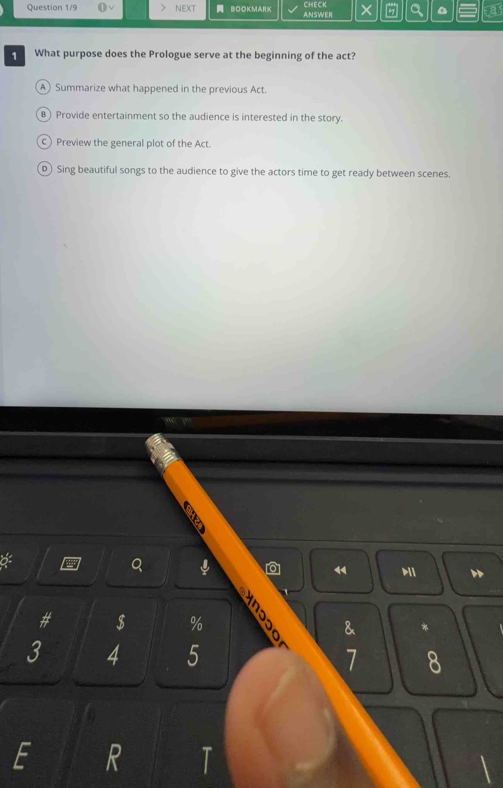 1 what purpose does the prologue serve at the beginning of the act? a s…