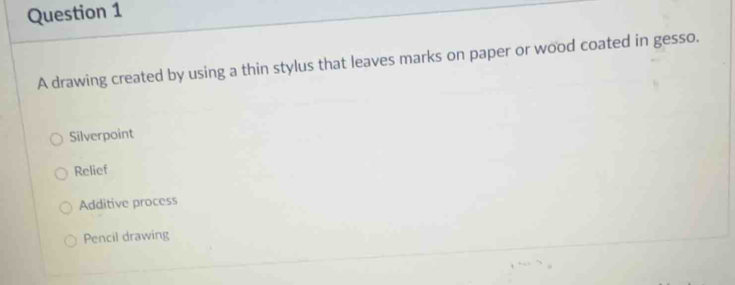 question 1 a drawing created by using a thin stylus that leaves marks o…