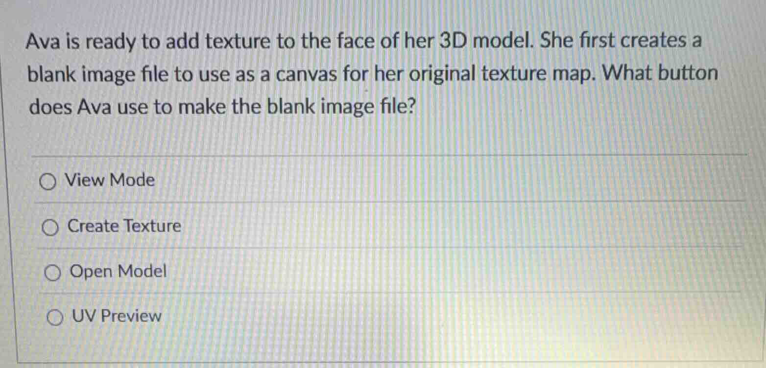 ava is ready to add texture to the face of her 3d model. she first crea…