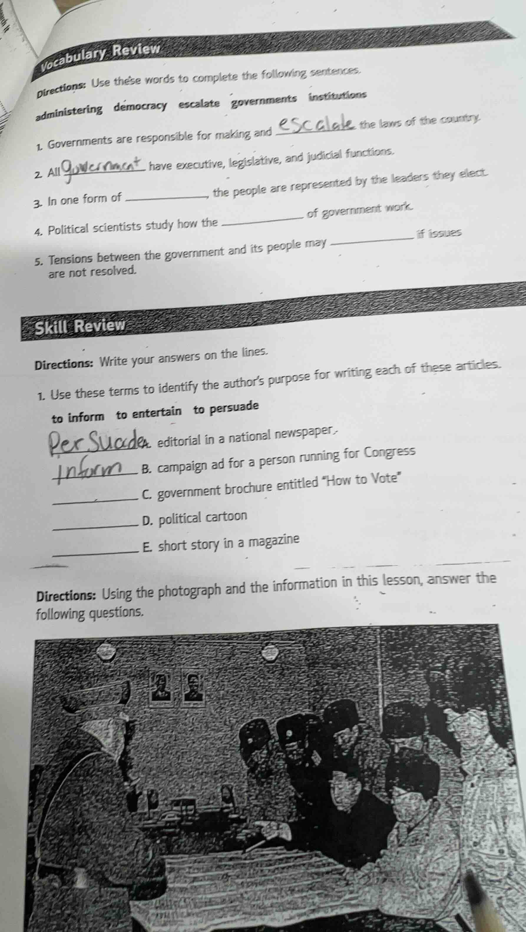 vocabulary review directions: use these words to complete the following…