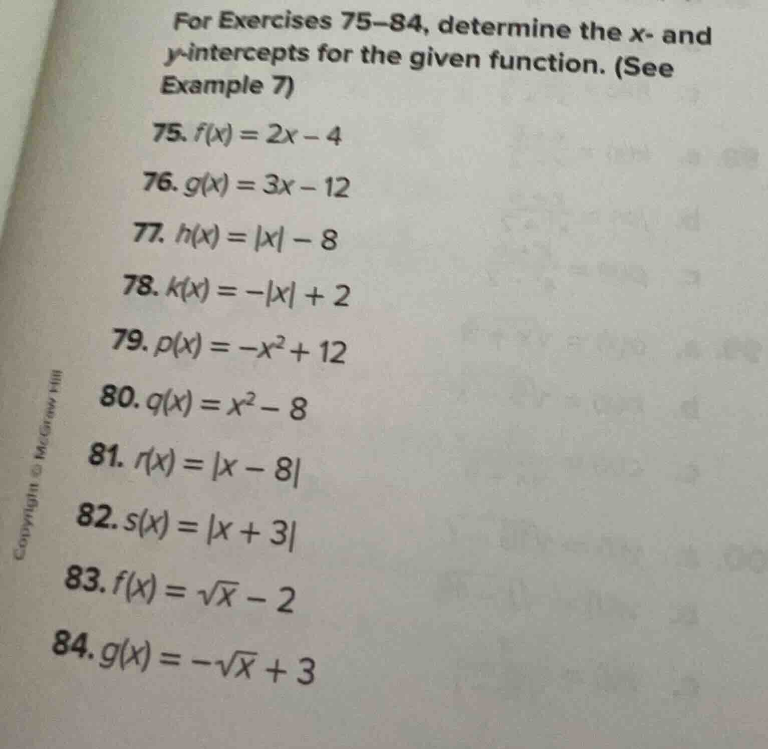 for exercises 75–84, determine the x- and y-intercepts for the given fu…