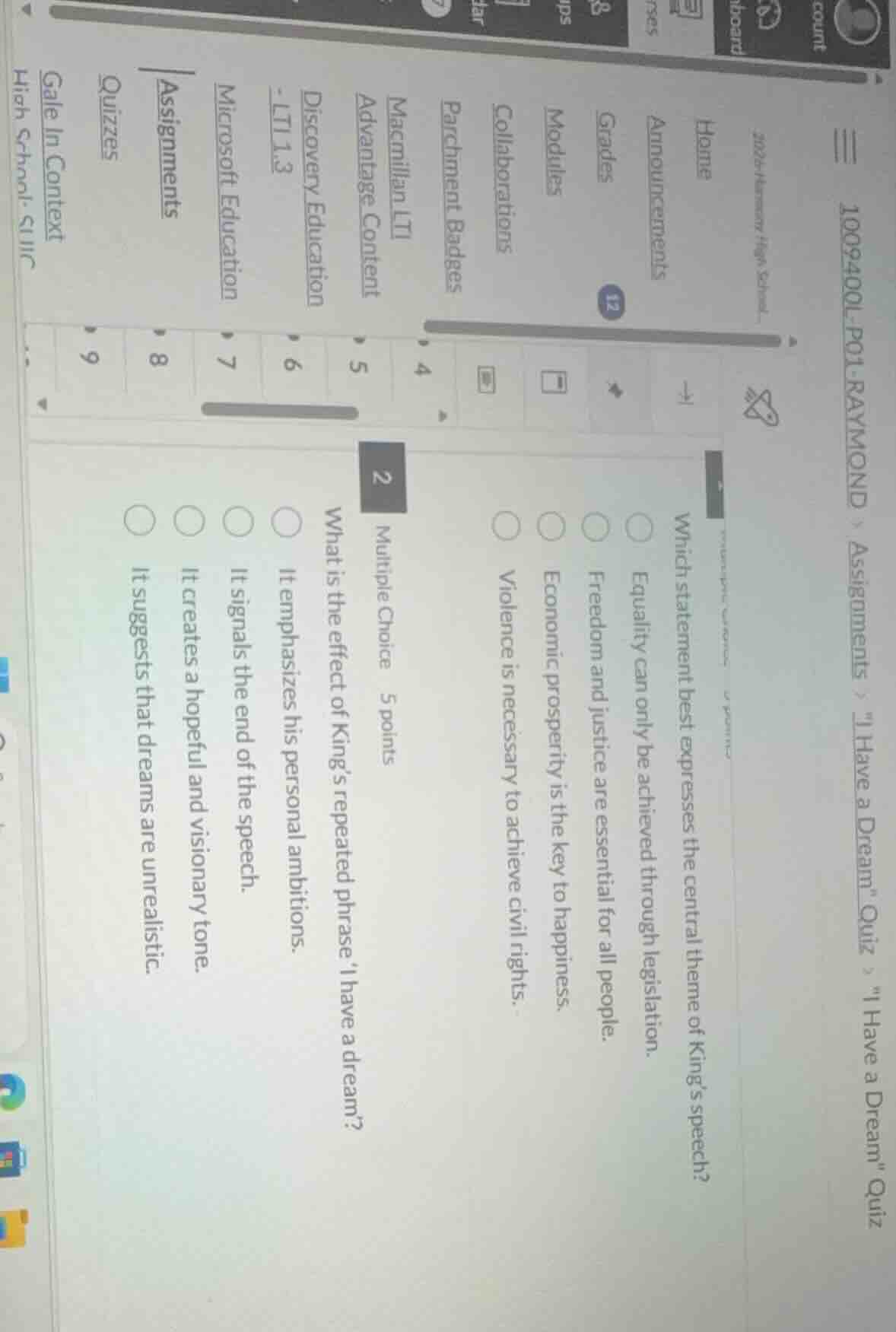 which statement best expresses the central theme of king’s speech? equa…