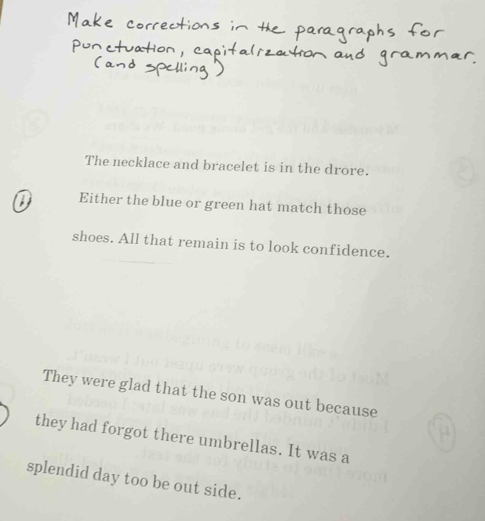 make corrections in the paragraphs for punctuation, capitalization and …