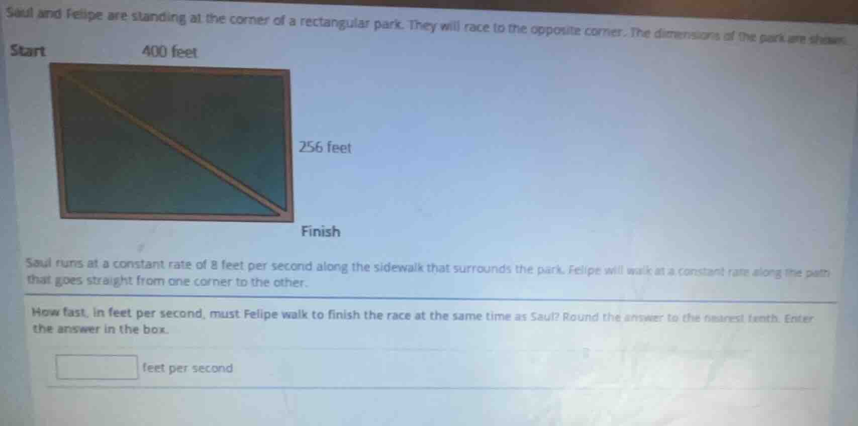 saul and felipe are standing at the corner of a rectangular park. they …