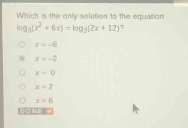 which is the only solution to the equation \\(\\log_{3}(x^{2} + 6x) = \…
