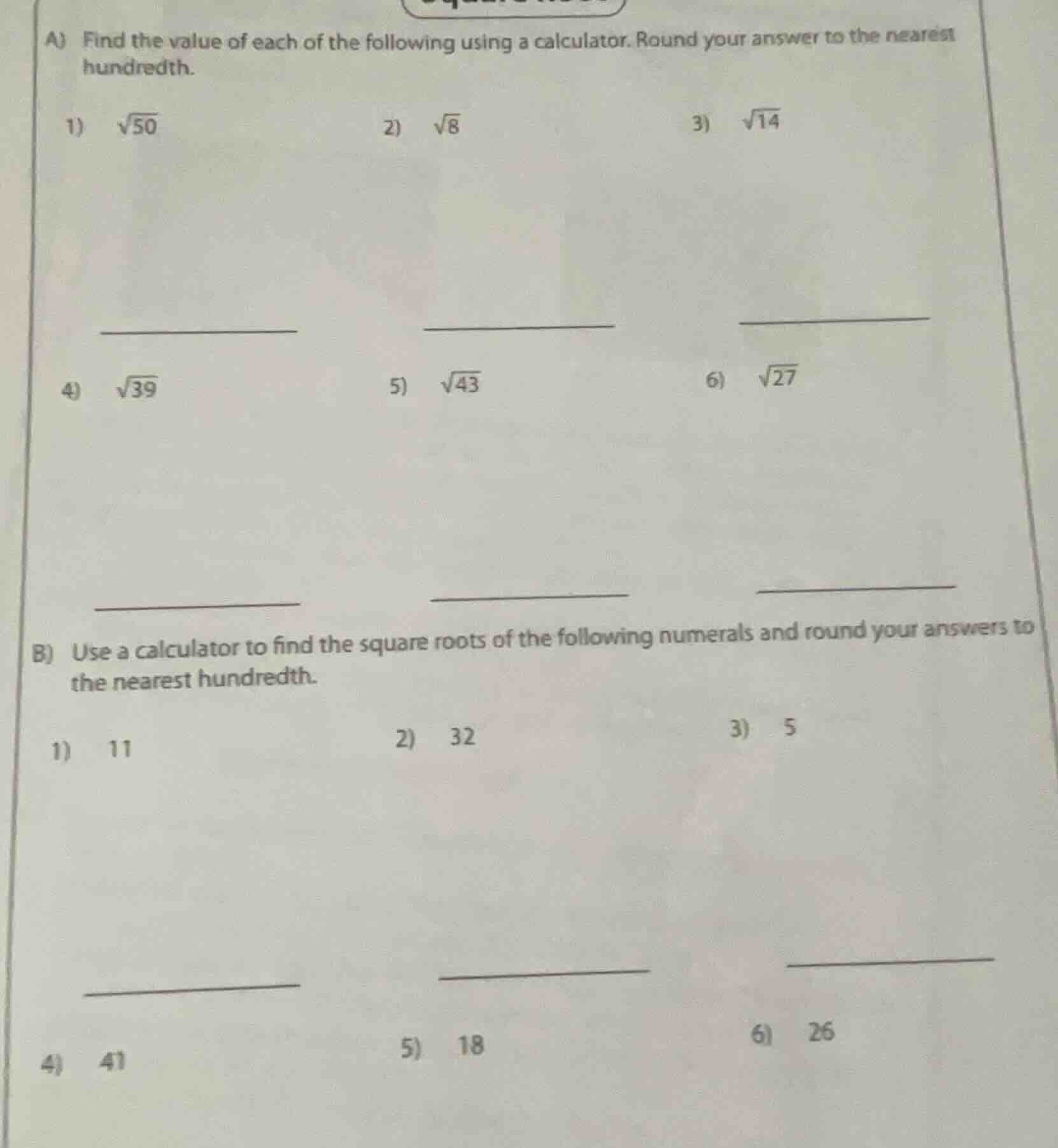 a) find the value of each of the following using a calculator. round yo…