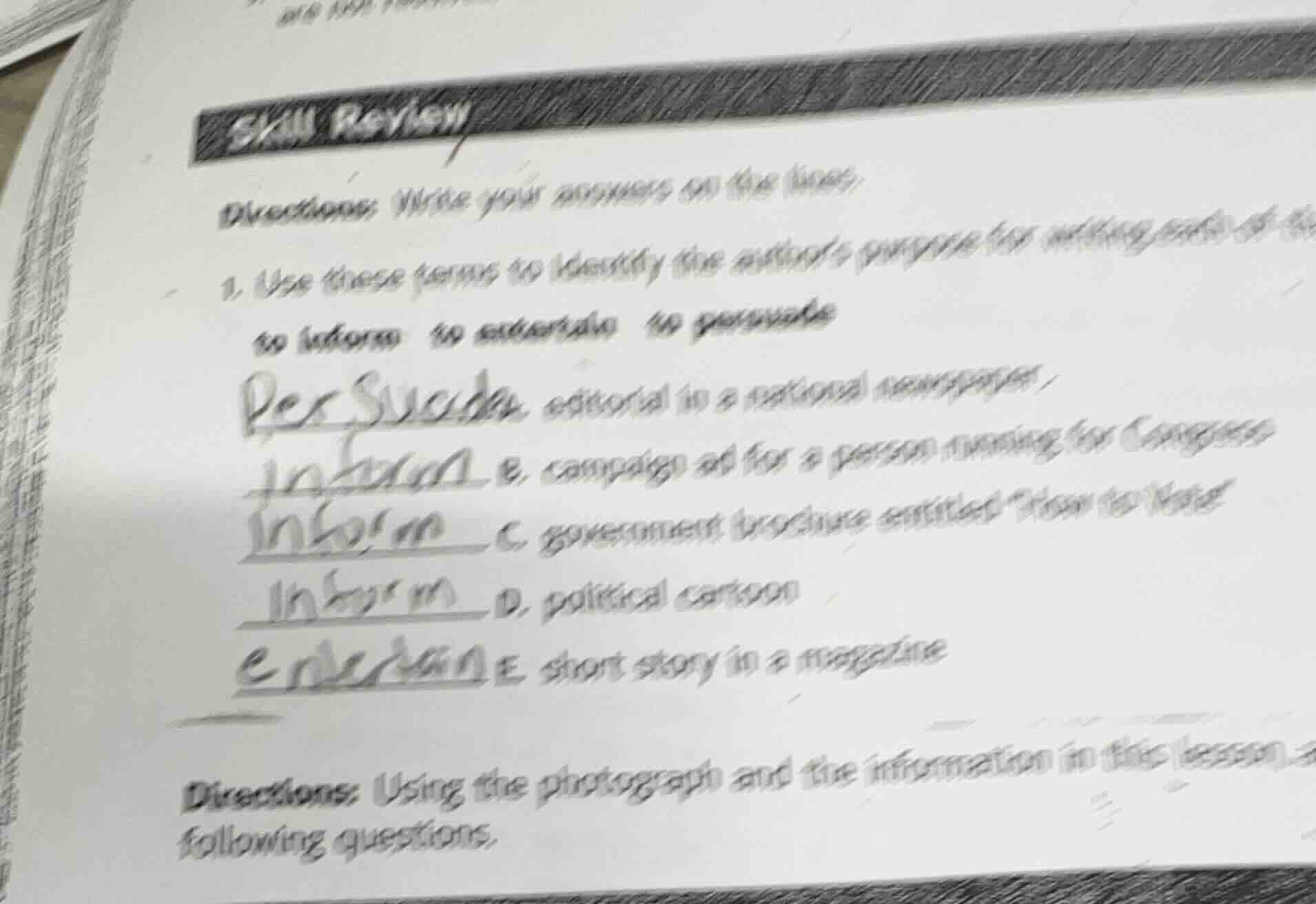 skill review directions: write your answers on the lines. 1. use these …