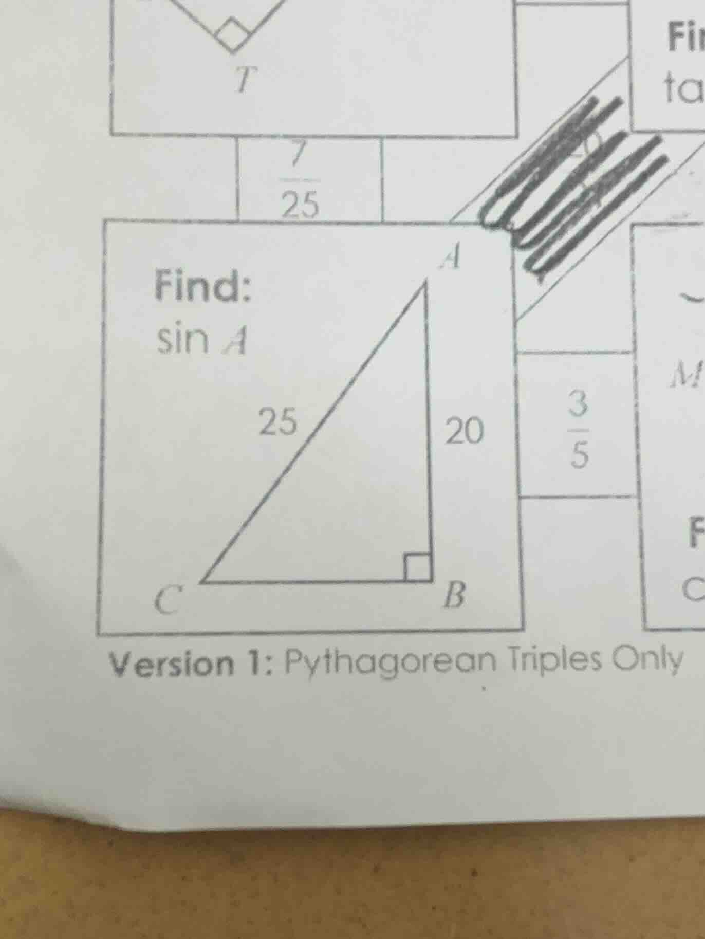 find: \\sin a\ version 1: pythagorean triples only