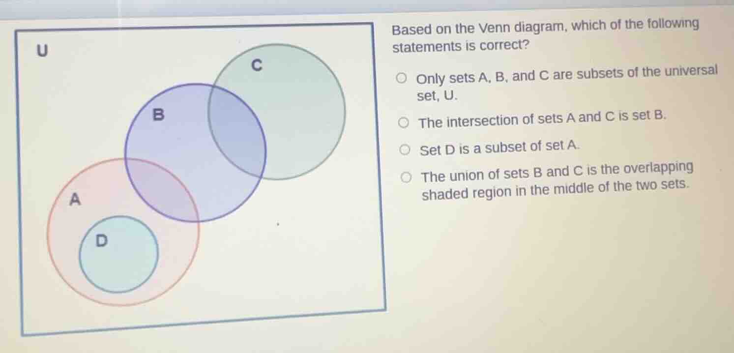 based on the venn diagram, which of the following statements is correct…