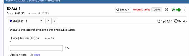 evaluate the integral by making the given substitution. \\( \\int \\sec…
