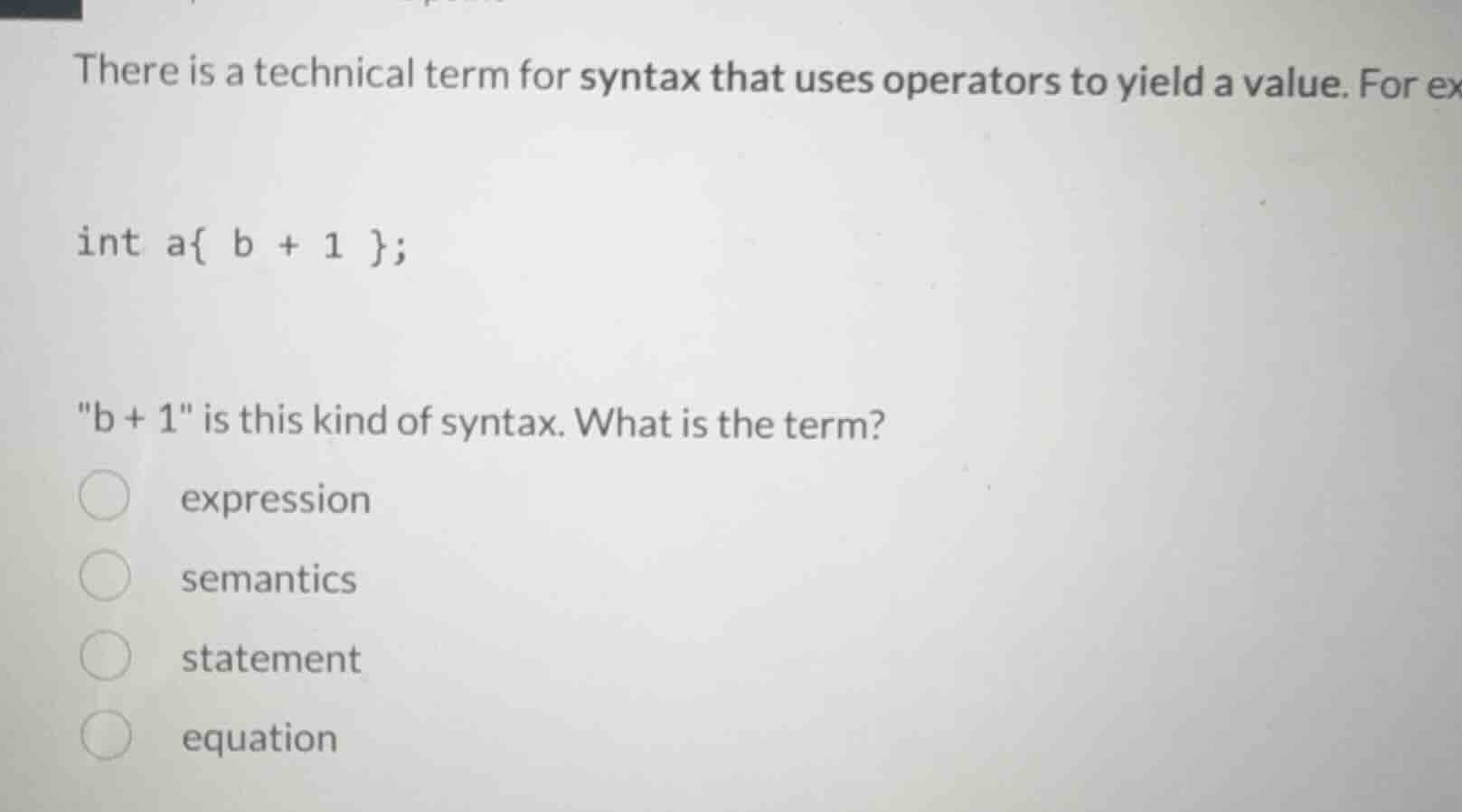 there is a technical term for syntax that uses operators to yield a val…