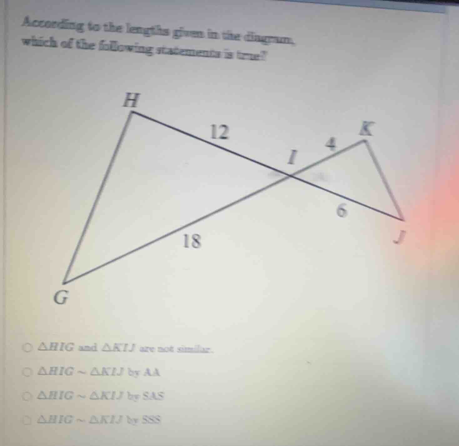 according to the lengths given in the diagram, which of the following s…