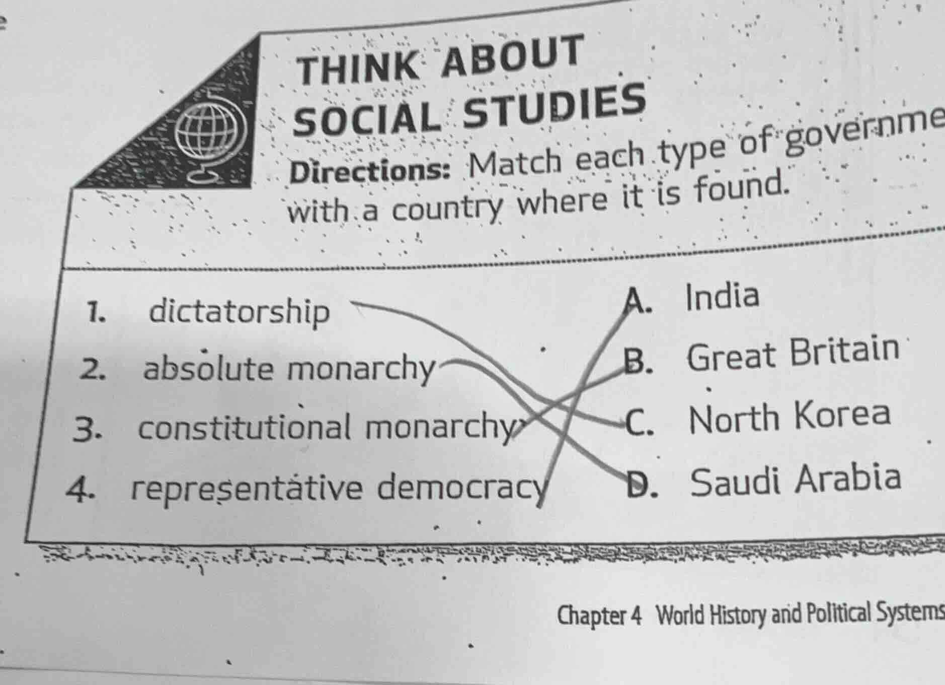 think about social studies directions: match each type of governme with…
