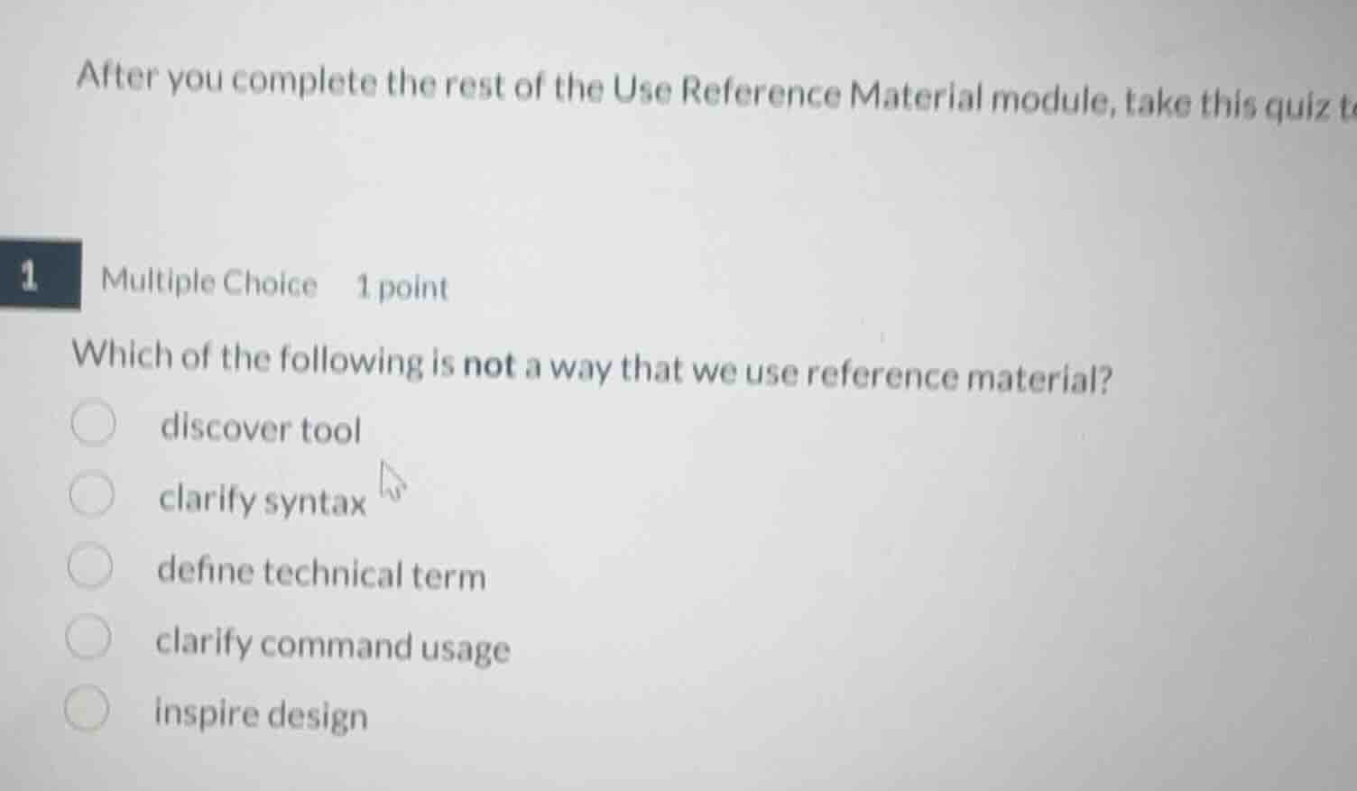 after you complete the rest of the use reference material module, take …