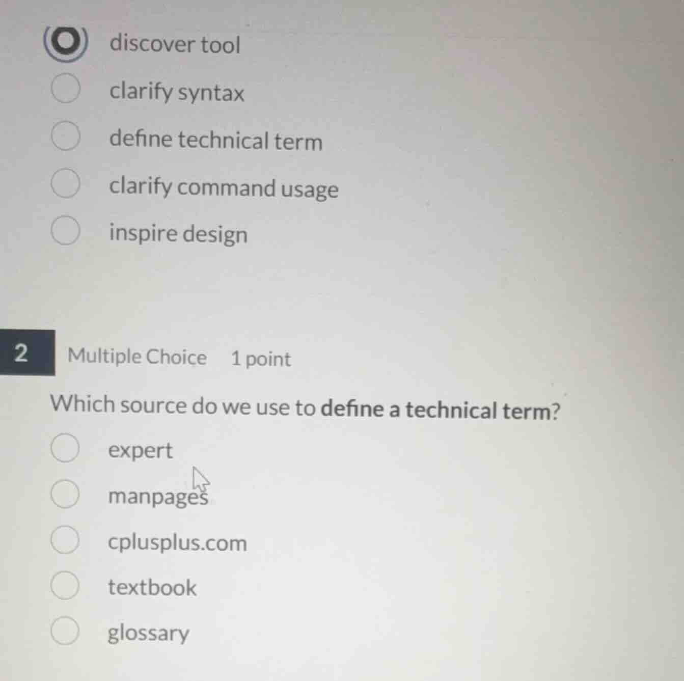 2 multiple choice 1 point which source do we use to define a technical …