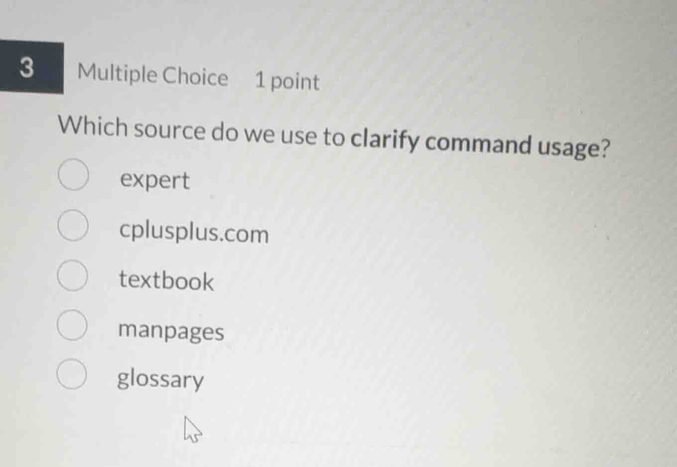 3 multiple choice 1 point which source do we use to clarify command usa…