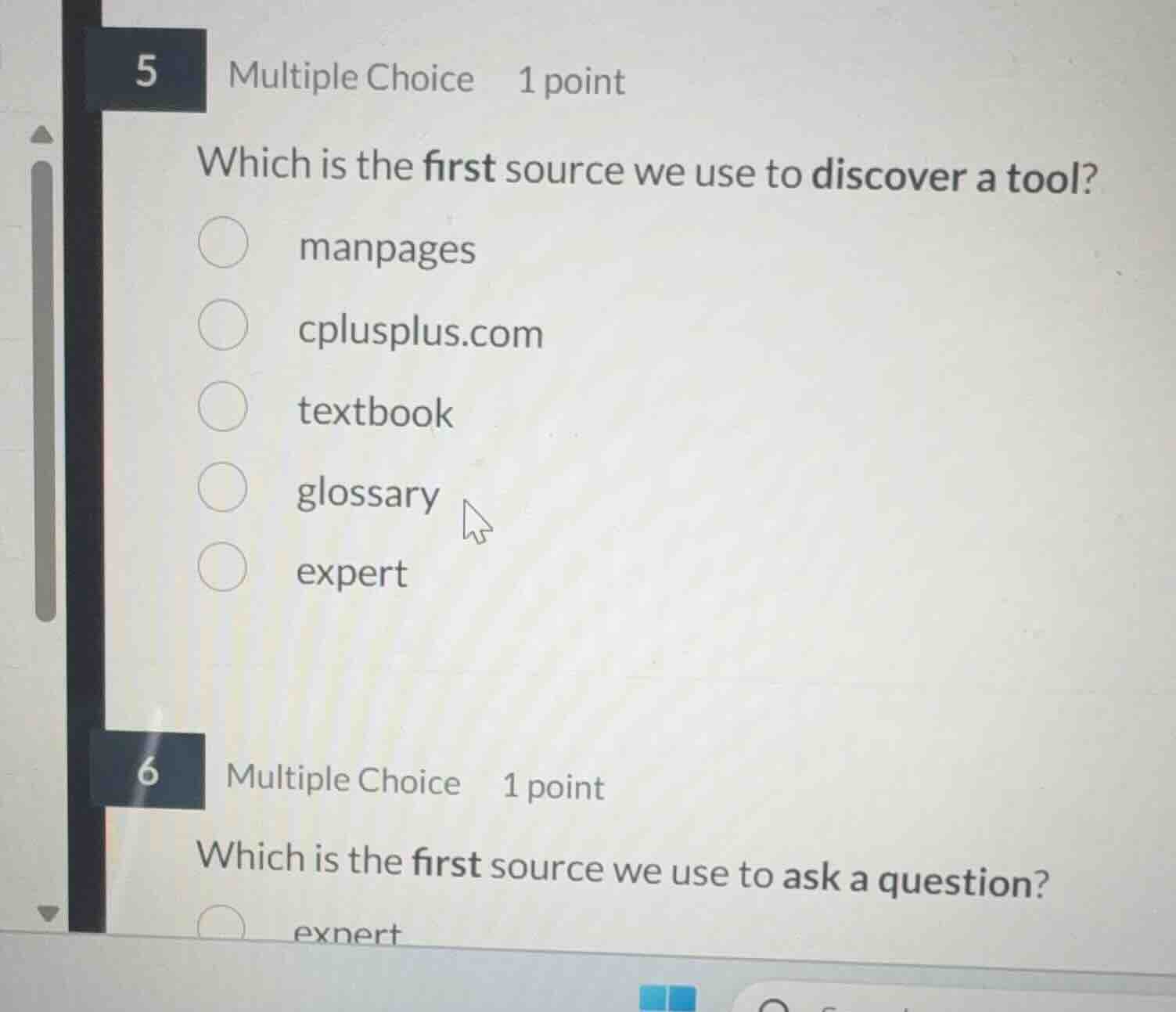 5 multiple choice 1 point which is the first source we use to discover …