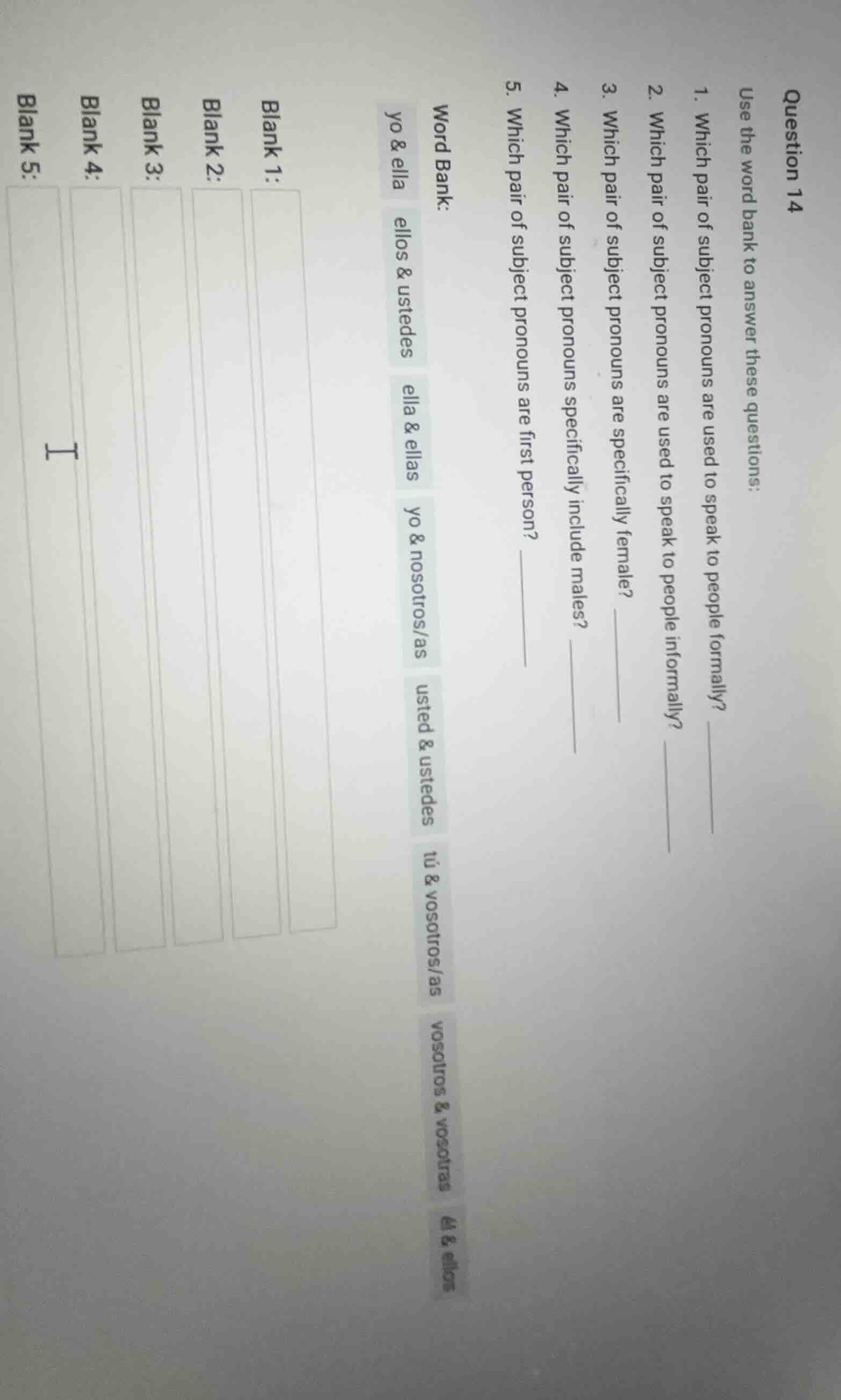 question 14 use the word bank to answer these questions: 1. which pair …