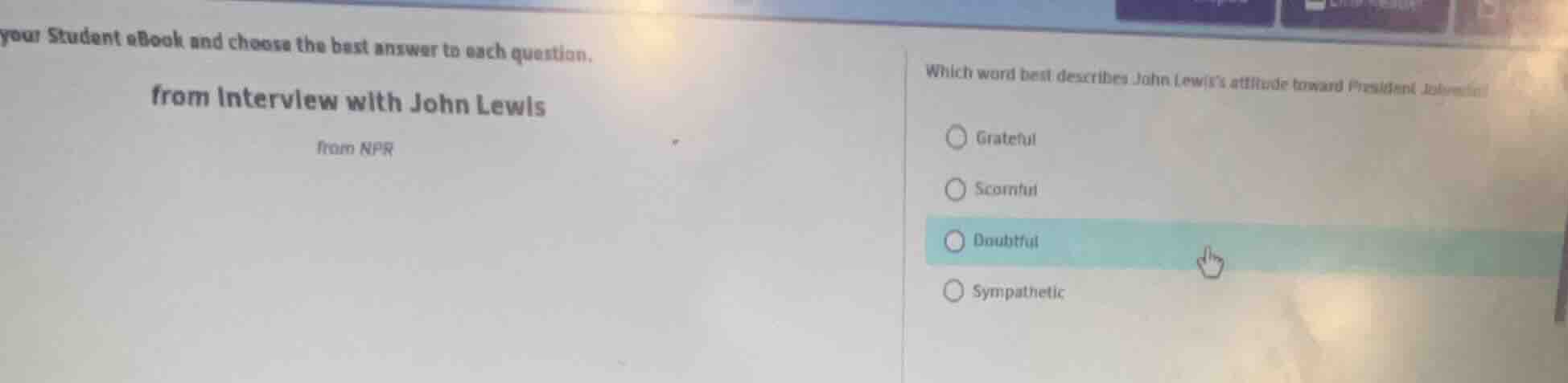 your student ebook and choose the best answer to each question. from in…