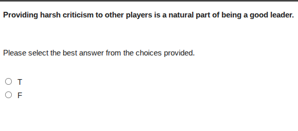 providing harsh criticism to other players is a natural part of being a…