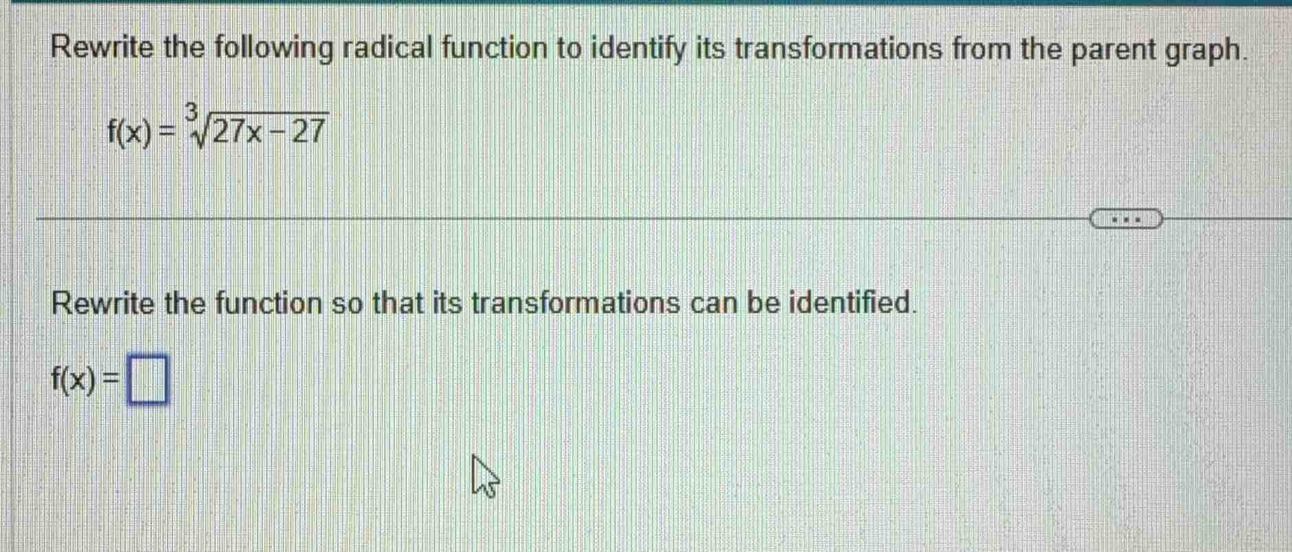 rewrite the following radical function to identify its transformations …